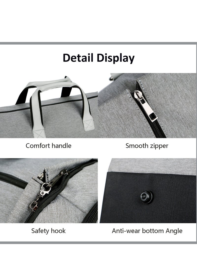 Garment Duffle Bag, Carry On Suit Bag with Shoulder Strap for Travel, Foldable Convertible 2 in 1 Hanging Suitcase for Business and Office