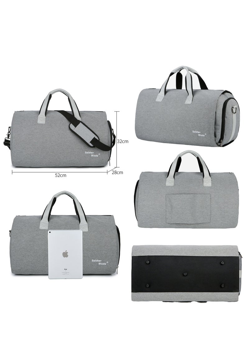 Garment Duffle Bag, Carry On Suit Bag with Shoulder Strap for Travel, Foldable Convertible 2 in 1 Hanging Suitcase for Business and Office
