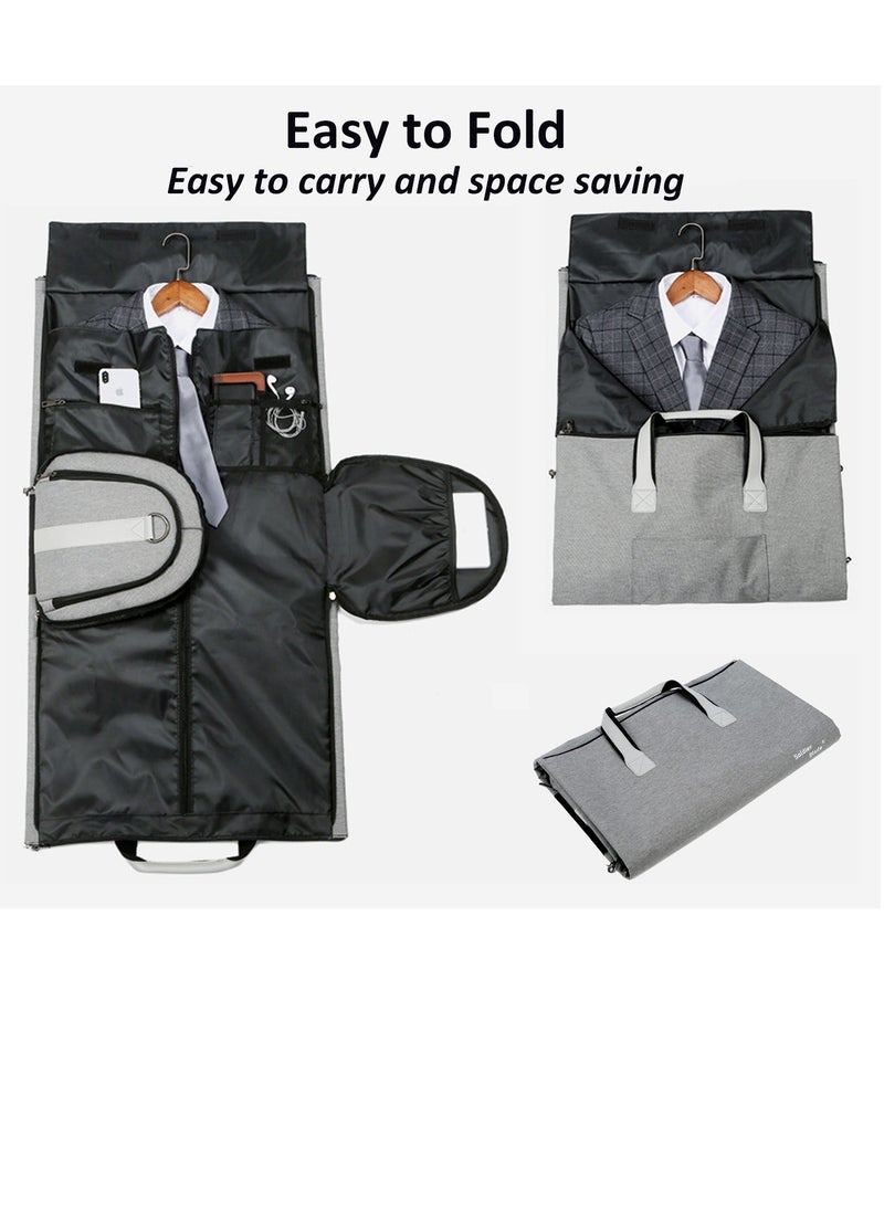 Garment Duffle Bag, Carry On Suit Bag with Shoulder Strap for Travel, Foldable Convertible 2 in 1 Hanging Suitcase for Business and Office