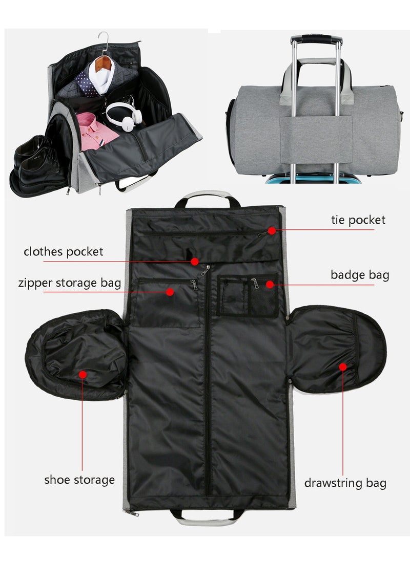 Garment Duffle Bag, Carry On Suit Bag with Shoulder Strap for Travel, Foldable Convertible 2 in 1 Hanging Suitcase for Business and Office