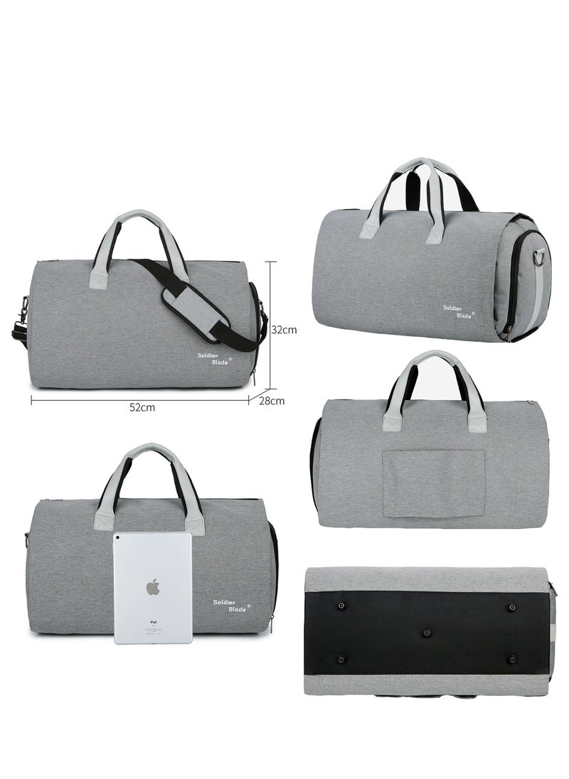 Garment Duffle Bag, Carry On Suit Bag with Shoulder Strap for Travel, Foldable Convertible 2 in 1 Hanging Suitcase for Business and Office