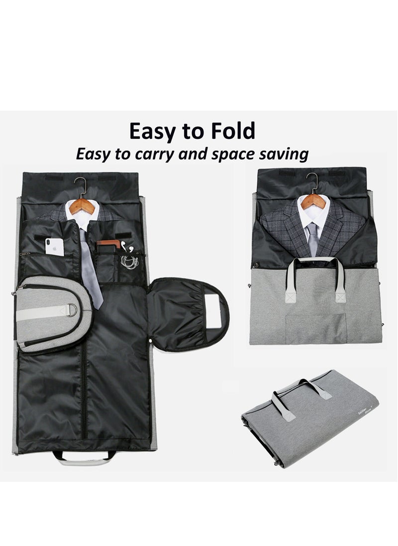 Garment Duffle Bag, Carry On Suit Bag with Shoulder Strap for Travel, Foldable Convertible 2 in 1 Hanging Suitcase for Business and Office