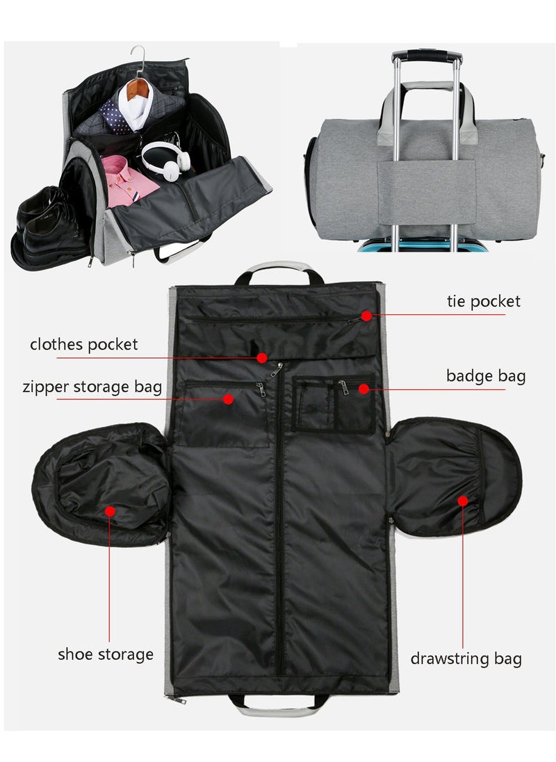 Garment Duffle Bag, Carry On Suit Bag with Shoulder Strap for Travel, Foldable Convertible 2 in 1 Hanging Suitcase for Business and Office