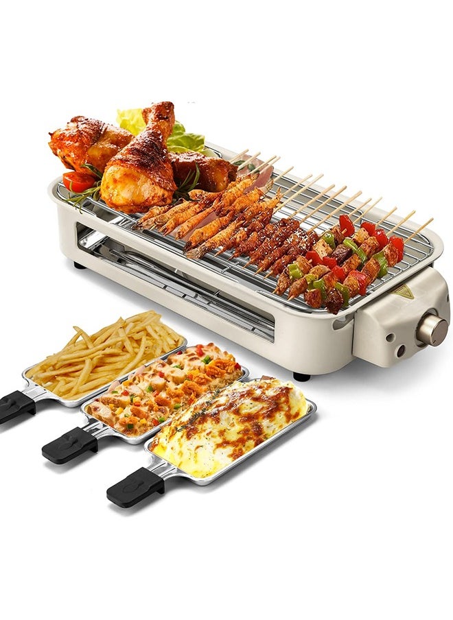 Electric Indoor Grill,2 in 1 Indoor Grills for Kitchen with Grill Net & Non-Stick Cooking Removable Plate, Temperature Control, Dishwasher Safe, 1500W Smokeless Grill