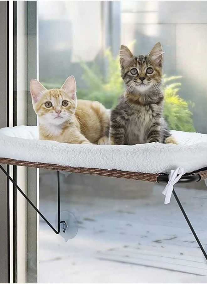Cat Window Perch - 100% Metal Supported from Below - Comes with Warm Spacious Pet Bed - Cat Window Hammock for Large Cats & Kittens - for Sunbathing, Napping & Overlooking