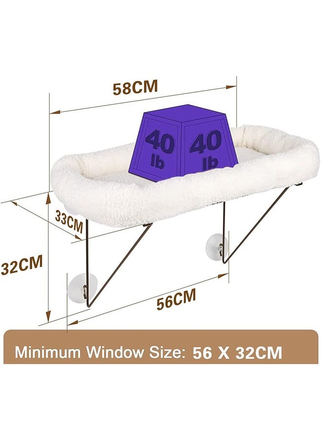 Cat Window Perch - 100% Metal Supported from Below - Comes with Warm Spacious Pet Bed - Cat Window Hammock for Large Cats & Kittens - for Sunbathing, Napping & Overlooking