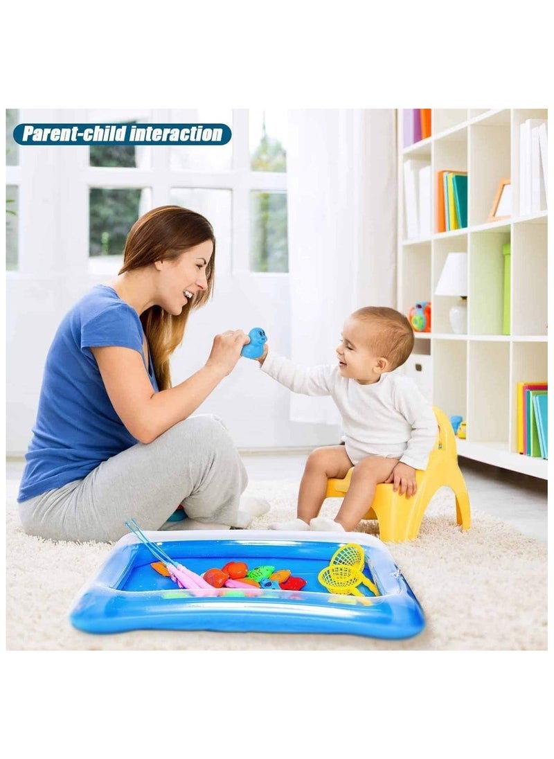 لعبة صيد الأسماك المغناطيسية للأطفال – مجموعة لعب 3D تضم 50 قطعة مع بركة ومنفاخ