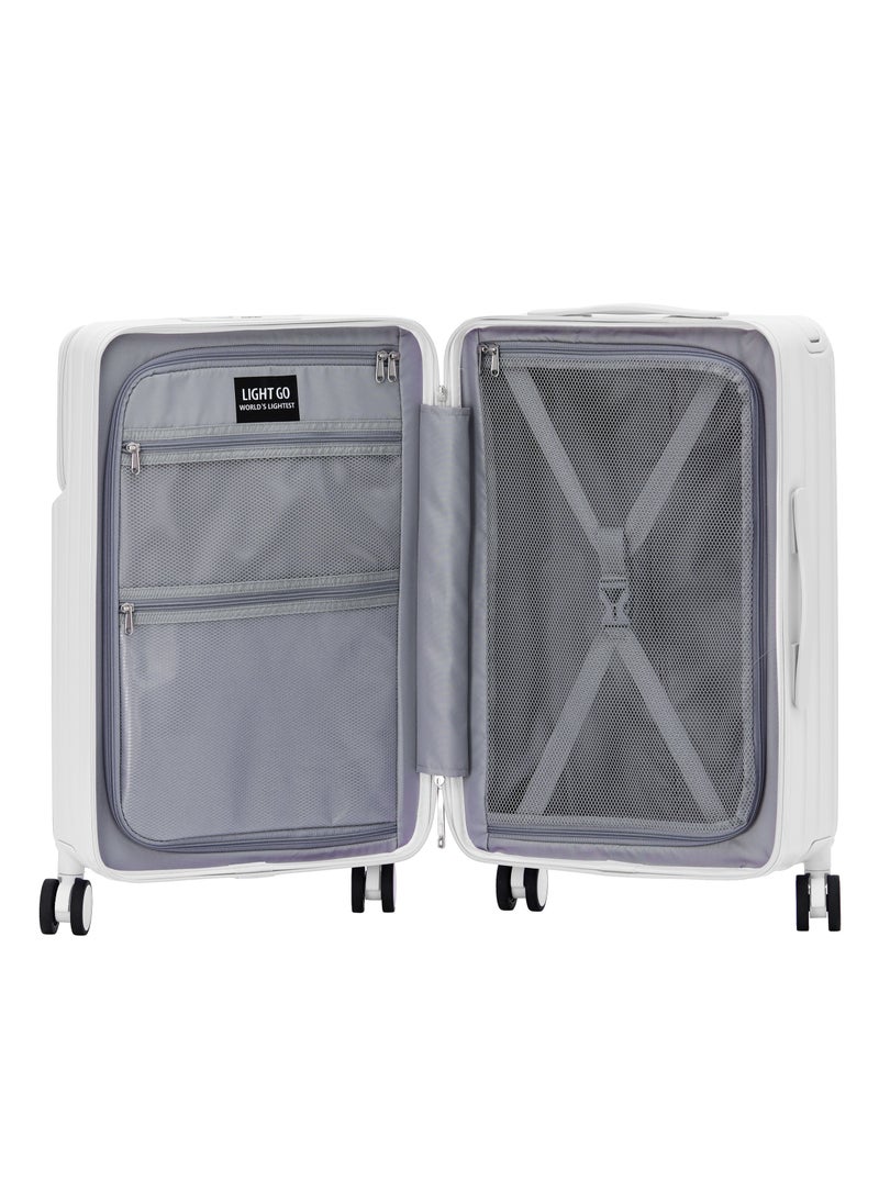 7615 white middle size Suitcase check in luggage with Expandable with TSA travel case YKK zipper laptop pocket