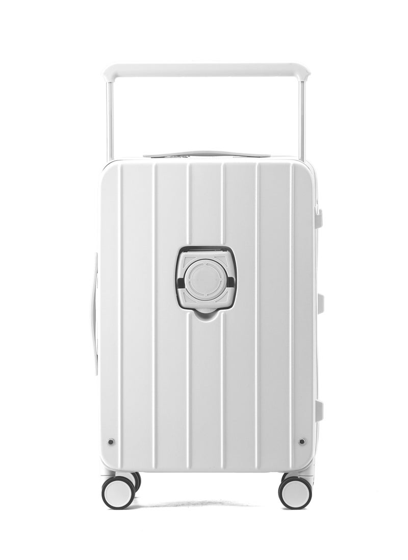 7615 white middle size Suitcase check in luggage with Expandable with TSA travel case YKK zipper laptop pocket
