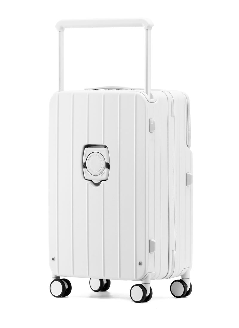 7615 white middle size Suitcase check in luggage with Expandable with TSA travel case YKK zipper laptop pocket