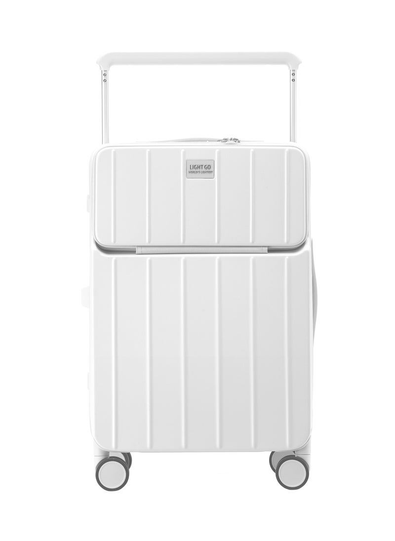 7615 white middle size Suitcase check in luggage with Expandable with TSA travel case YKK zipper laptop pocket