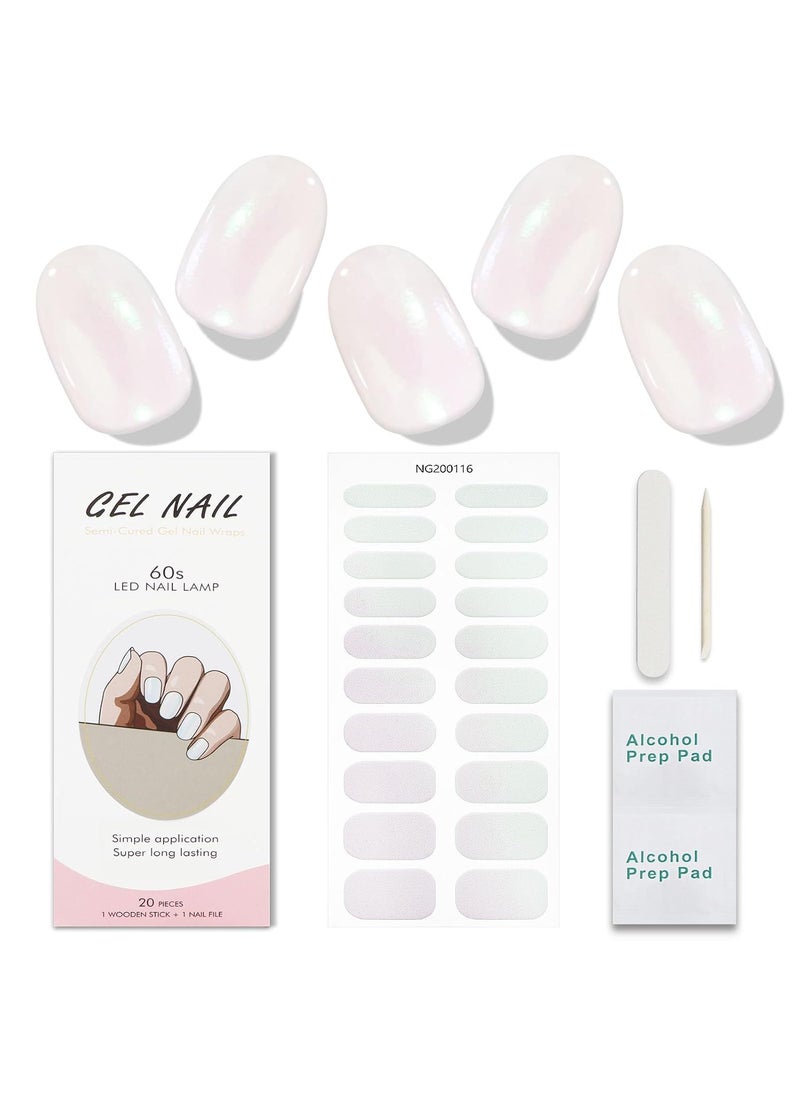 JMEOWIO Gel Nail Stickers Glitter Semi Cured Gel Nail Strips Wraps UV/LED Nail Supplies Nail Art Design Decoration Accessories