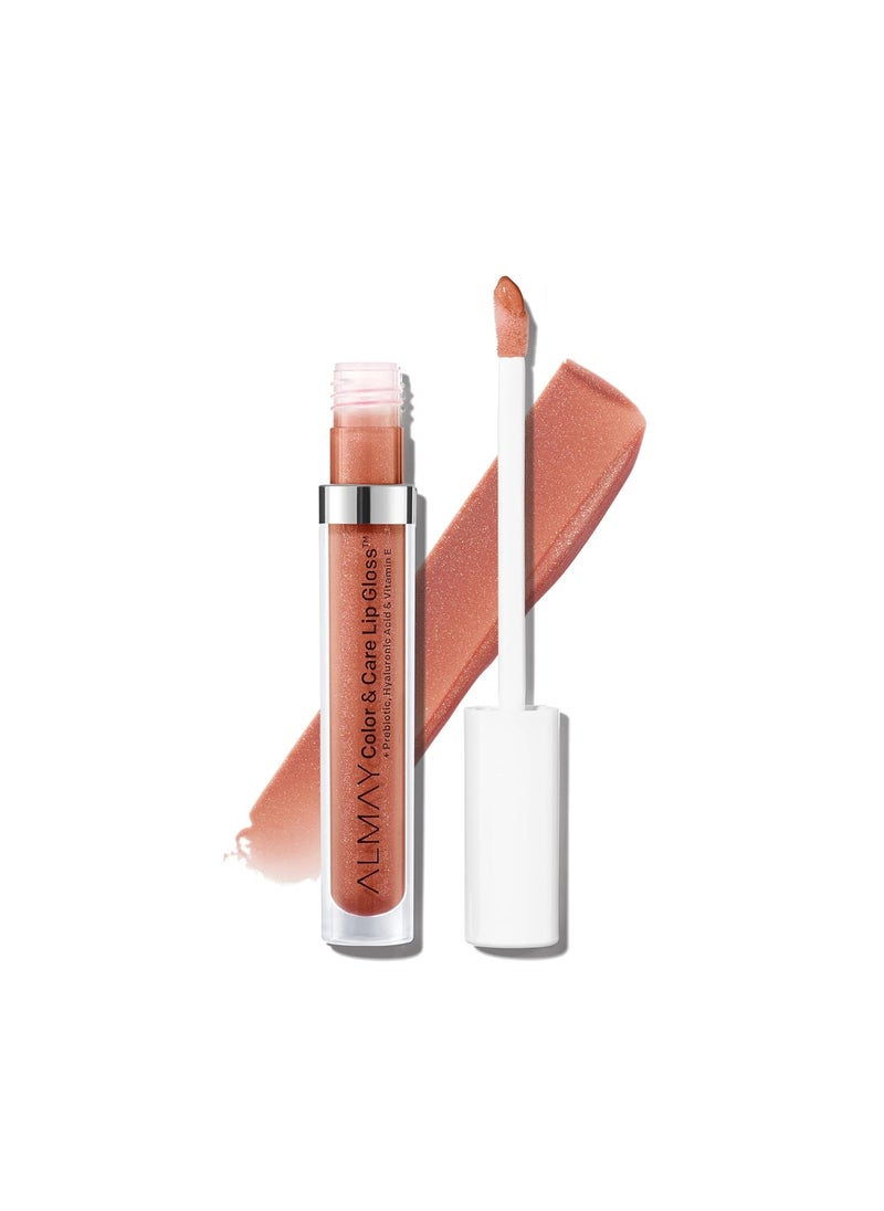 Almay Color & Care Hydrating Lip Gloss, Soft Natural Hues, Prebiotic Complex, Hyaluronic Filling-Sphere Technology, 300 Glitters Gold, 0.1 Fl Oz