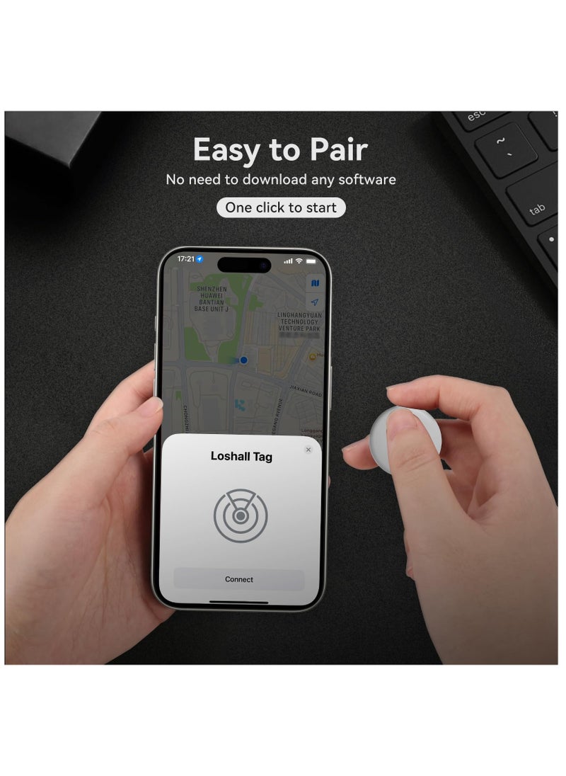 Air Tracker Tag, Wallet Tracker Works with Find My App (iOS Only), Replaceable Battery, White Item Finders for Dog, Keys, Luggage, Suitcases, Pets, Loud Beep (Not for Android)
