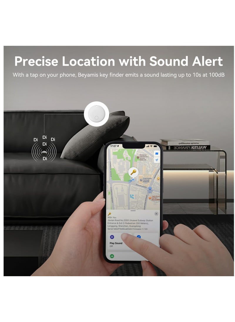 Air Tracker Tag, Wallet Tracker Works with Find My App (iOS Only), Replaceable Battery, White Item Finders for Dog, Keys, Luggage, Suitcases, Pets, Loud Beep (Not for Android)