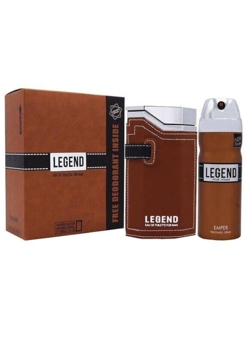 Emper Legend Gift Set Edt 100ml + 200ml Deo inside