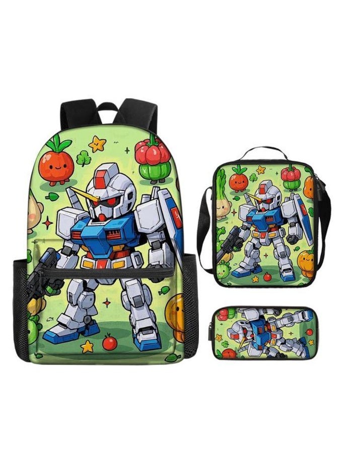 Cartoon three-piece schoolbag with zipper - 649