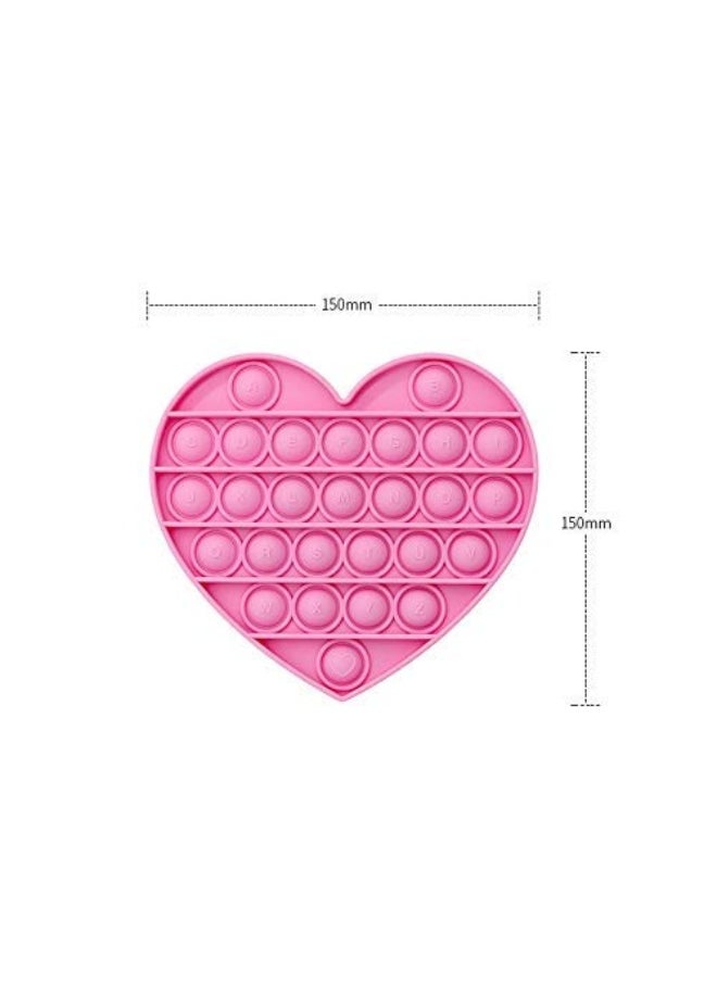 Pink Heart for Girls Pop Bubble Fidget Xmas Gift Sensory Toy with Alphabets Kids Birthday Party Classroom Prize Stress Reliever Pink Heart