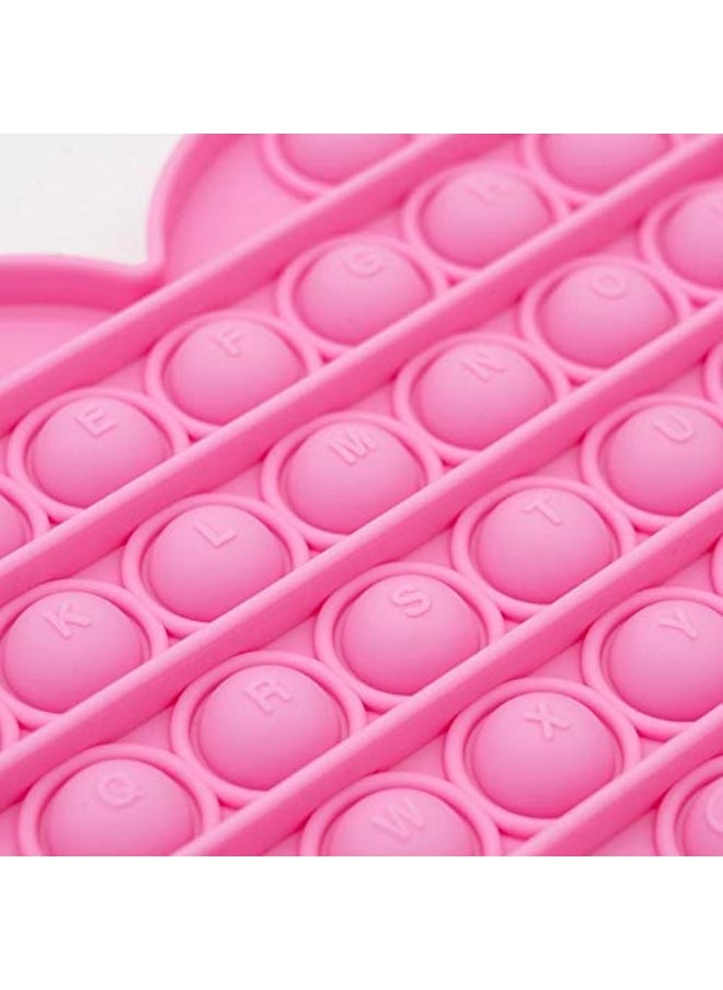 Pink Heart for Girls Pop Bubble Fidget Xmas Gift Sensory Toy with Alphabets Kids Birthday Party Classroom Prize Stress Reliever Pink Heart