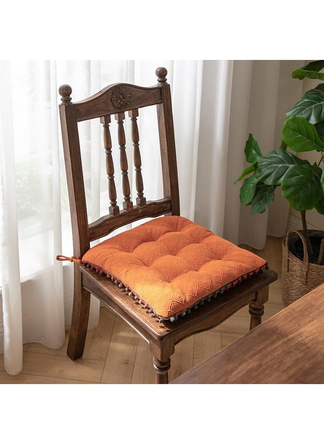 Modern Simple Cushion Chair Cushion Solid Color Living Room Dining Chair Fat Cushion Sedentary Non-slip Strap Square Chair Cushion