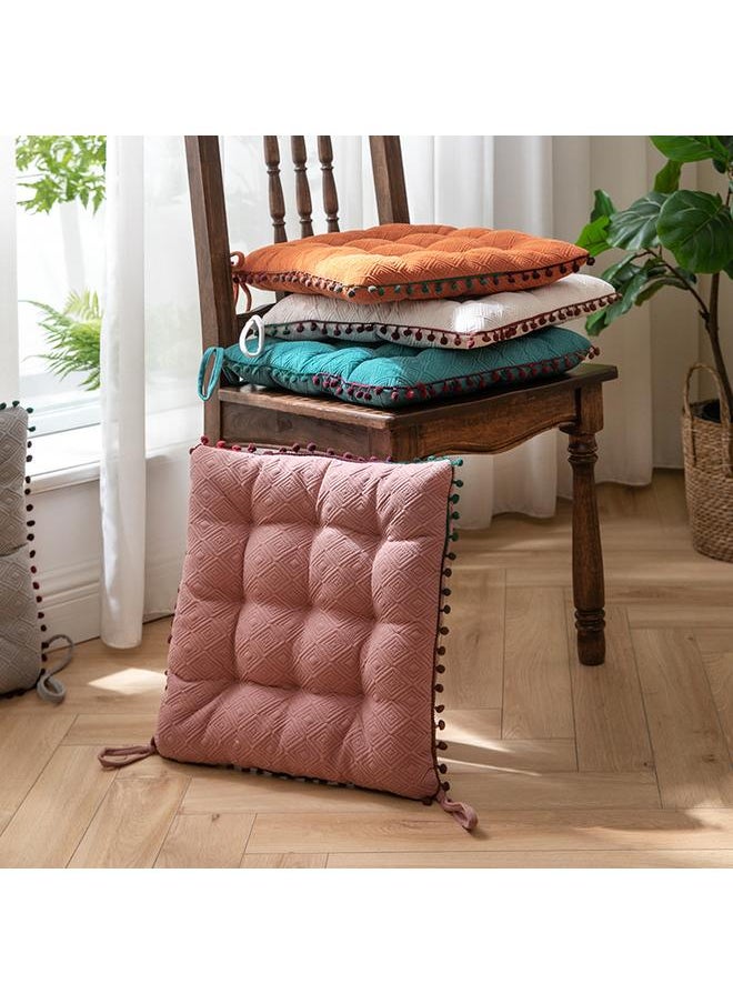 Modern Simple Cushion Chair Cushion Solid Color Living Room Dining Chair Fat Cushion Sedentary Non-slip Strap Square Chair Cushion