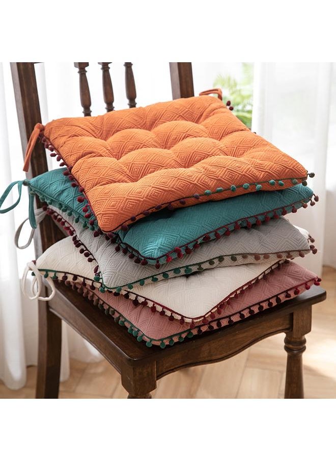 Modern Simple Cushion Chair Cushion Solid Color Living Room Dining Chair Fat Cushion Sedentary Non-slip Strap Square Chair Cushion