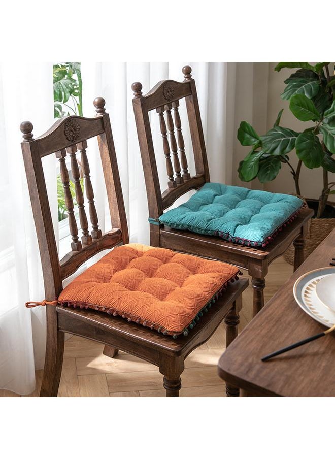 Modern Simple Cushion Chair Cushion Solid Color Living Room Dining Chair Fat Cushion Sedentary Non-slip Strap Square Chair Cushion