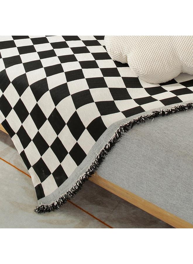 Chenille Sofa Towel Full Cover Cloth Ins Style Simple Checkerboard Four Seasons Universal Anti-Cat Scratch Sofa Cover Cloth Cover Towel