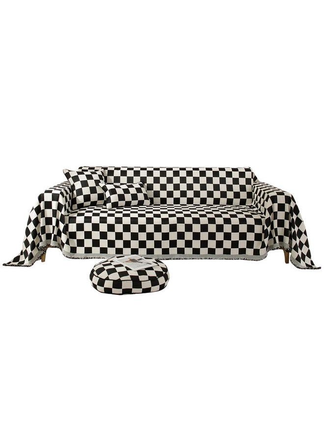 Chenille Sofa Towel Full Cover Cloth Ins Style Simple Checkerboard Four Seasons Universal Anti-Cat Scratch Sofa Cover Cloth Cover Towel
