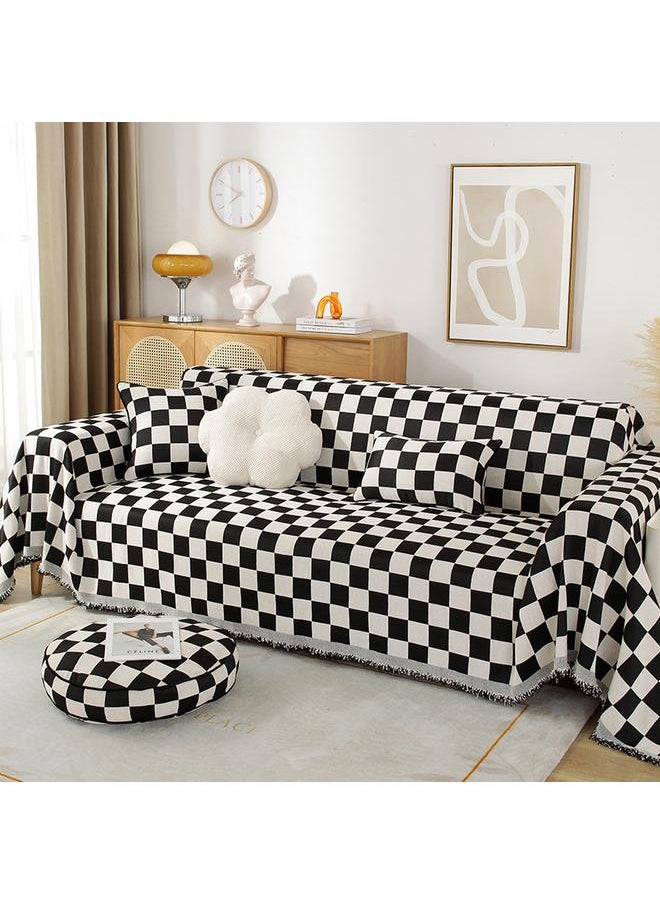 Chenille Sofa Towel Full Cover Cloth Ins Style Simple Checkerboard Four Seasons Universal Anti-Cat Scratch Sofa Cover Cloth Cover Towel