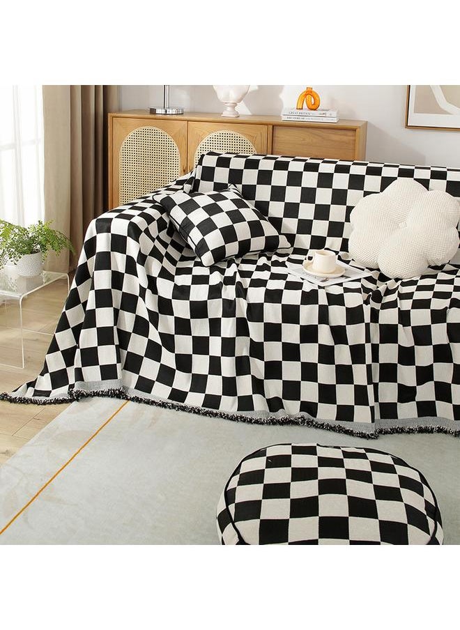 Chenille Sofa Towel Full Cover Cloth Ins Style Simple Checkerboard Four Seasons Universal Anti-Cat Scratch Sofa Cover Cloth Cover Towel