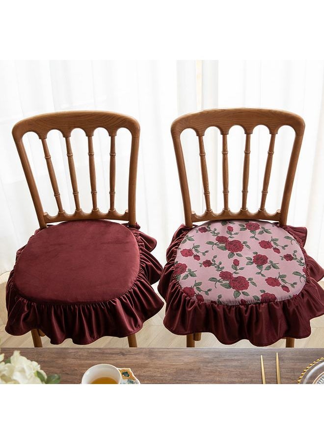 Chair Cushion Anti-Slip And Dirty-Resistant American Style Pastoral Flower Ruffled Strap Light Luxury Dining Chair Stool Cover Cover For Hair