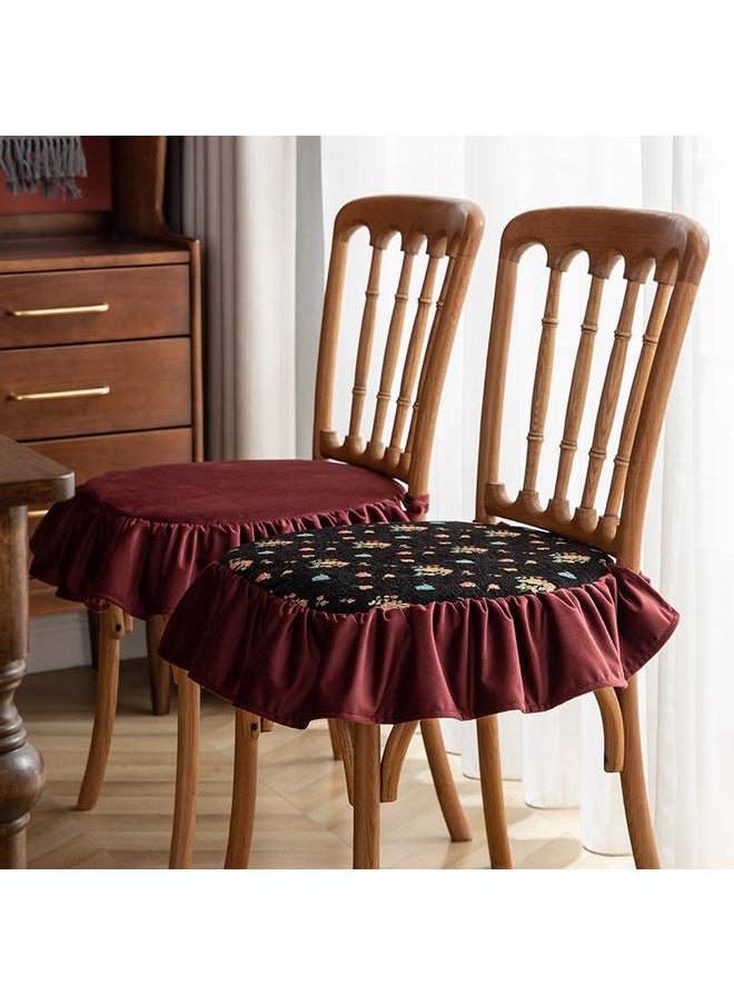 Chair Cushion Anti-Slip And Dirty-Resistant American Style Pastoral Flower Ruffled Strap Light Luxury Dining Chair Stool Cover Cover For Hair