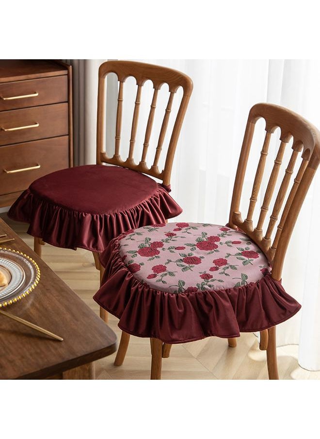 Chair Cushion Anti-Slip And Dirty-Resistant American Style Pastoral Flower Ruffled Strap Light Luxury Dining Chair Stool Cover Cover For Hair