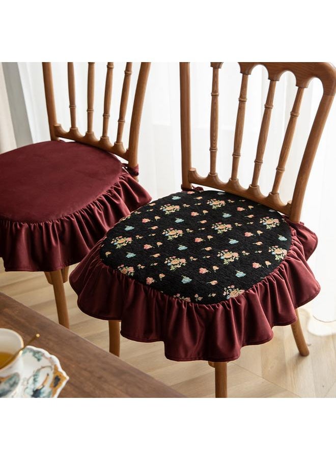 Chair Cushion Anti-Slip And Dirty-Resistant American Style Pastoral Flower Ruffled Strap Light Luxury Dining Chair Stool Cover Cover For Hair