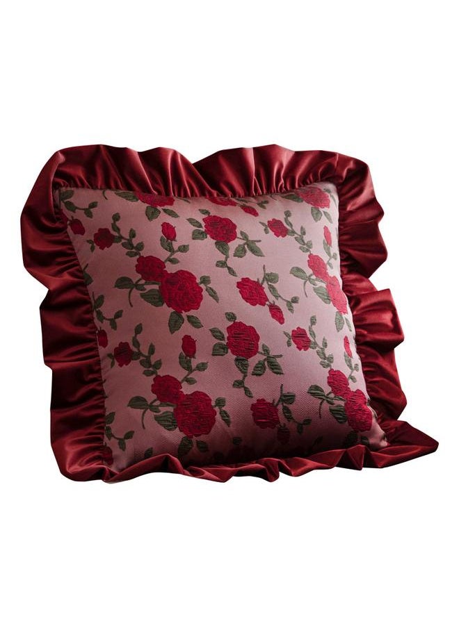 Ruffled Sofa Pillowcase Living Room Pillowcase Light Luxury Vintage Rose Pillow High-grade Velvet Soft Bag Bedside