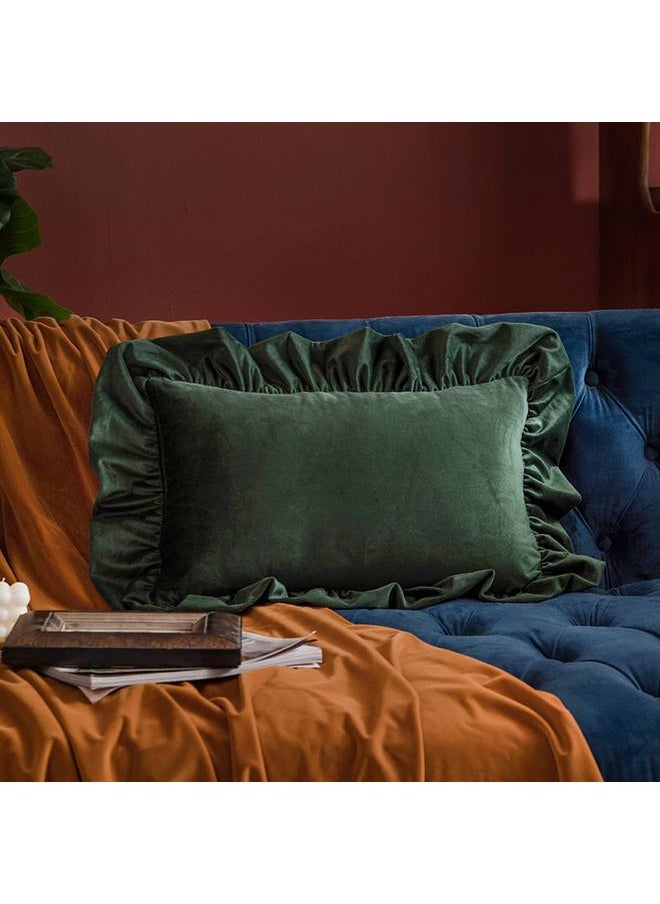 Ruffled Sofa Pillowcase Living Room Pillowcase Light Luxury Vintage Rose Pillow High-grade Velvet Soft Bag Bedside