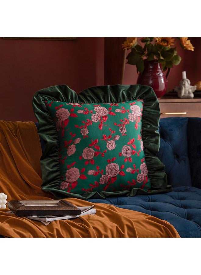 Ruffled Sofa Pillowcase Living Room Pillowcase Light Luxury Vintage Rose Pillow High-grade Velvet Soft Bag Bedside