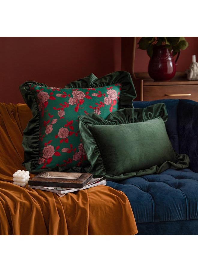 Ruffled Sofa Pillowcase Living Room Pillowcase Light Luxury Vintage Rose Pillow High-grade Velvet Soft Bag Bedside