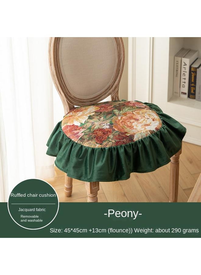 Dining Chair Cushion Home High-end Pastoral American Style Classical Printed Stool Cushion Removable And Washable Non-slip Chair Cushion