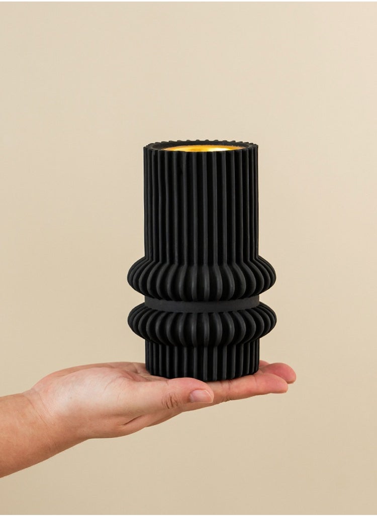 Incense burner Holder, home atmosphere decoration,Double circle shape design, Black,9.8*15.3cm