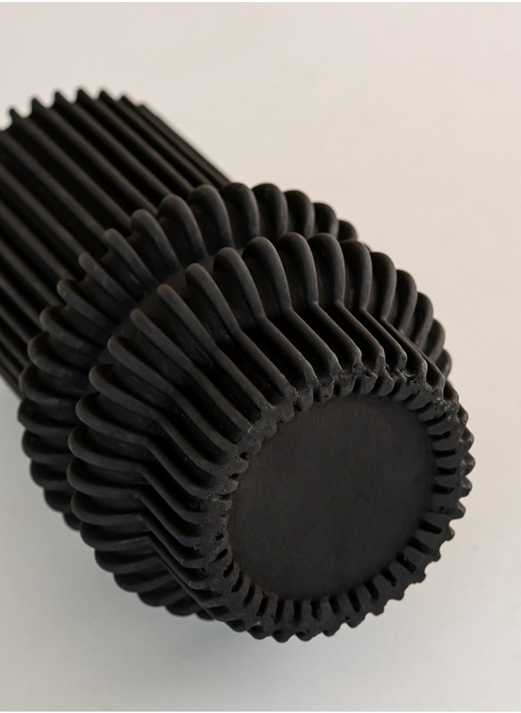 Incense burner Holder, home atmosphere decoration,Double circle shape design, Black,9.8*15.3cm