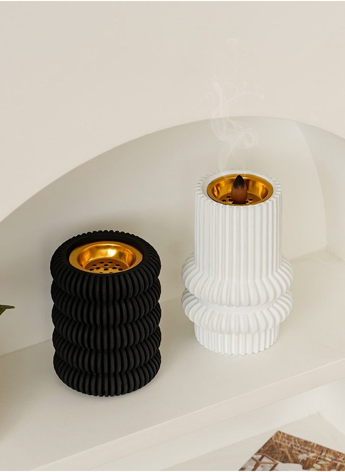 Incense burner Holder, home atmosphere decoration,Double circle shape design，9.8*15.3cm