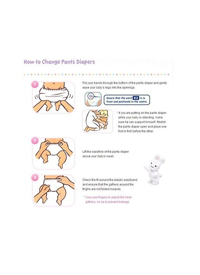 Japanese Merries Diapers Pants  Smooth Air-Through - Comfortable Fit - Prevents Leakage from The Sides  ,M 58 pcs, 6-11KG,Pack of 3
