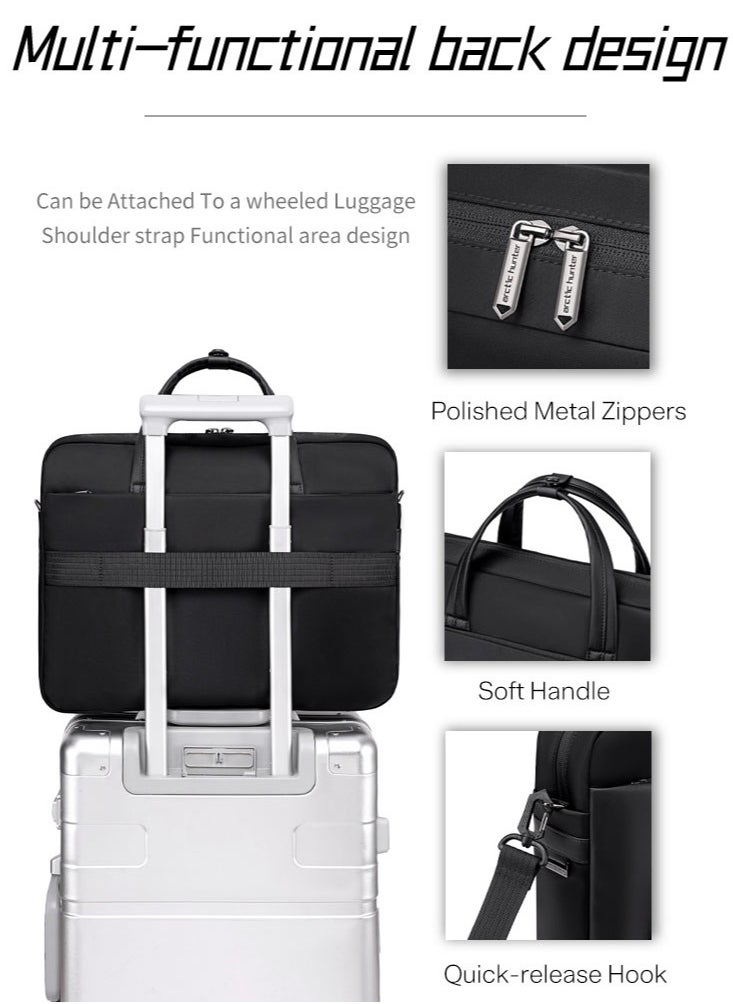 Laptop Bag Business Briefcase, Durable School Office Bag Laptop Suitcase for Men, Black