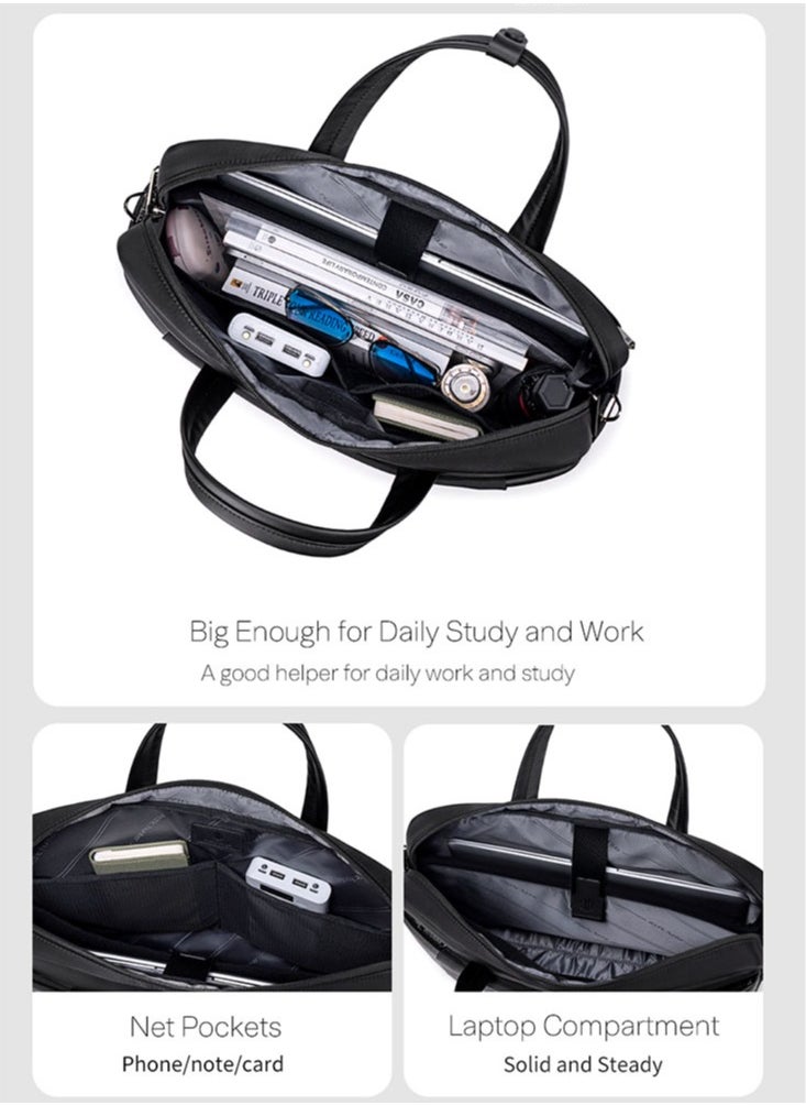 Laptop Bag Business Briefcase, Durable School Office Bag Laptop Suitcase for Men, Black