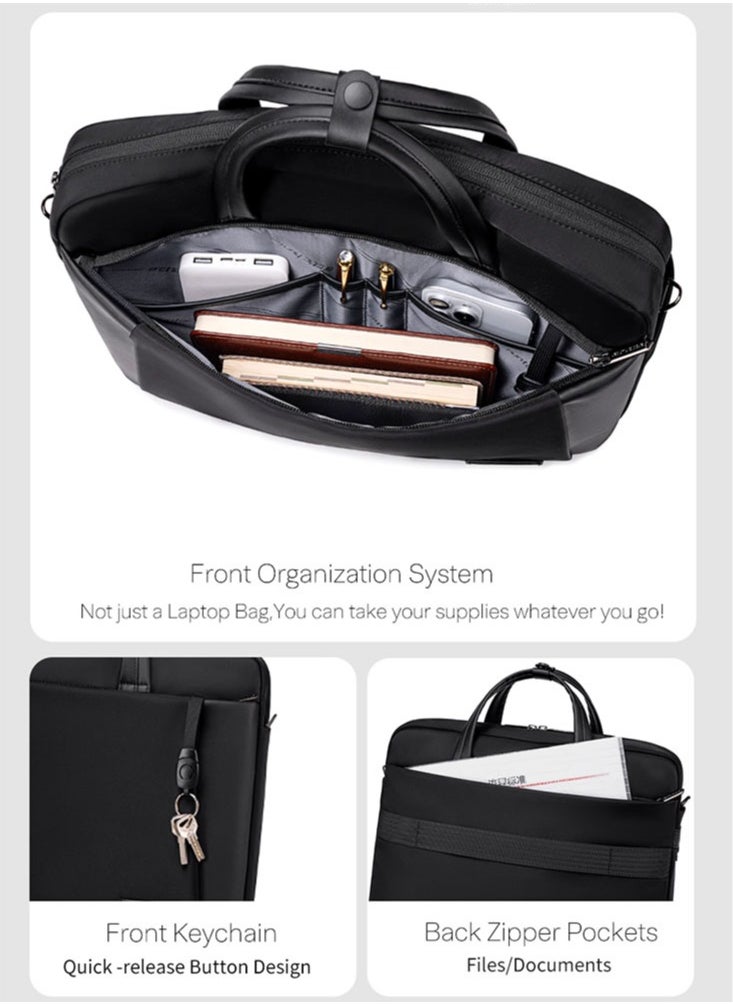 Laptop Bag Business Briefcase, Durable School Office Bag Laptop Suitcase for Men, Black