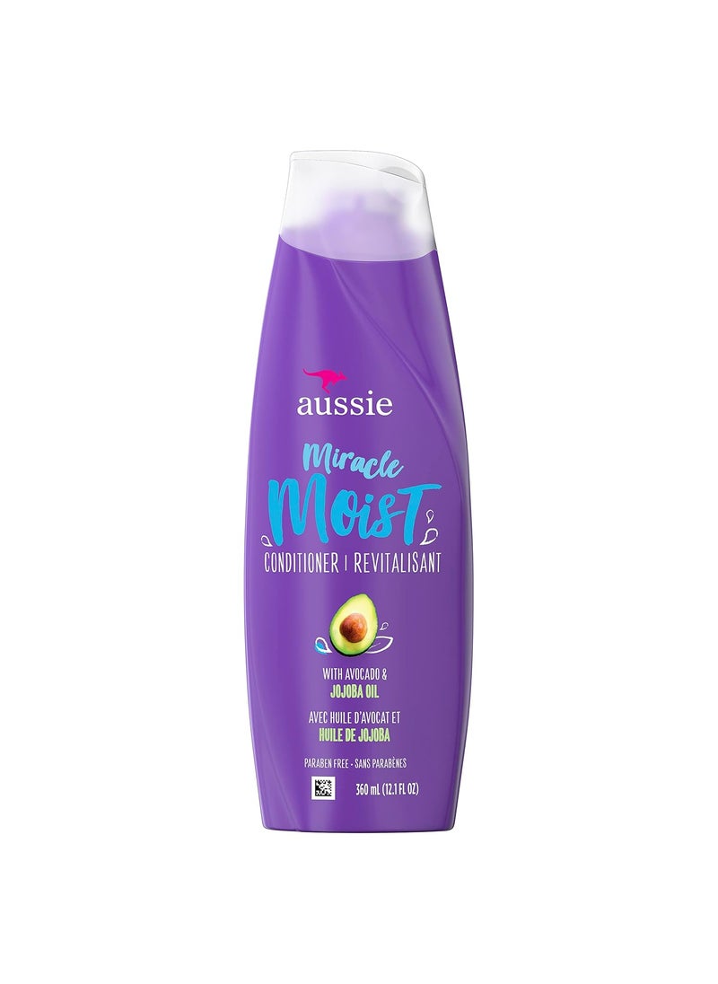 Aussie Paraben-Free Miracle Moist Conditioner w/Avocado & Jojoba Oil For Dry Hair, 12.1 fl oz