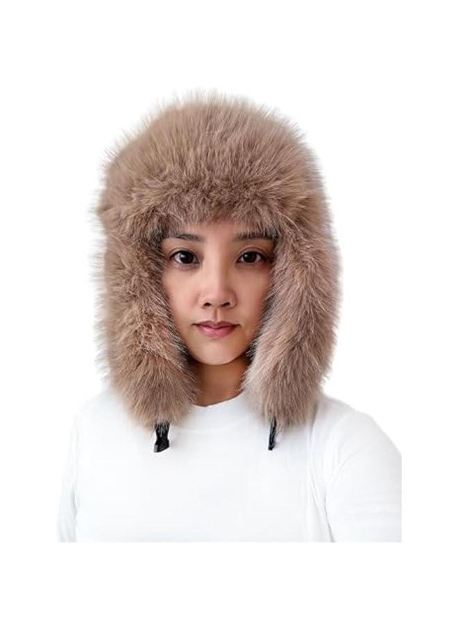 Stylish Winter Trapper Hat with Luxurious Long Pile Faux Fur