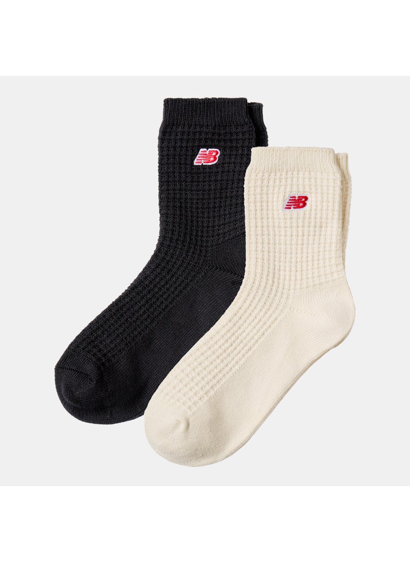 Waffle Knit Ankle Socks (2 Pairs)